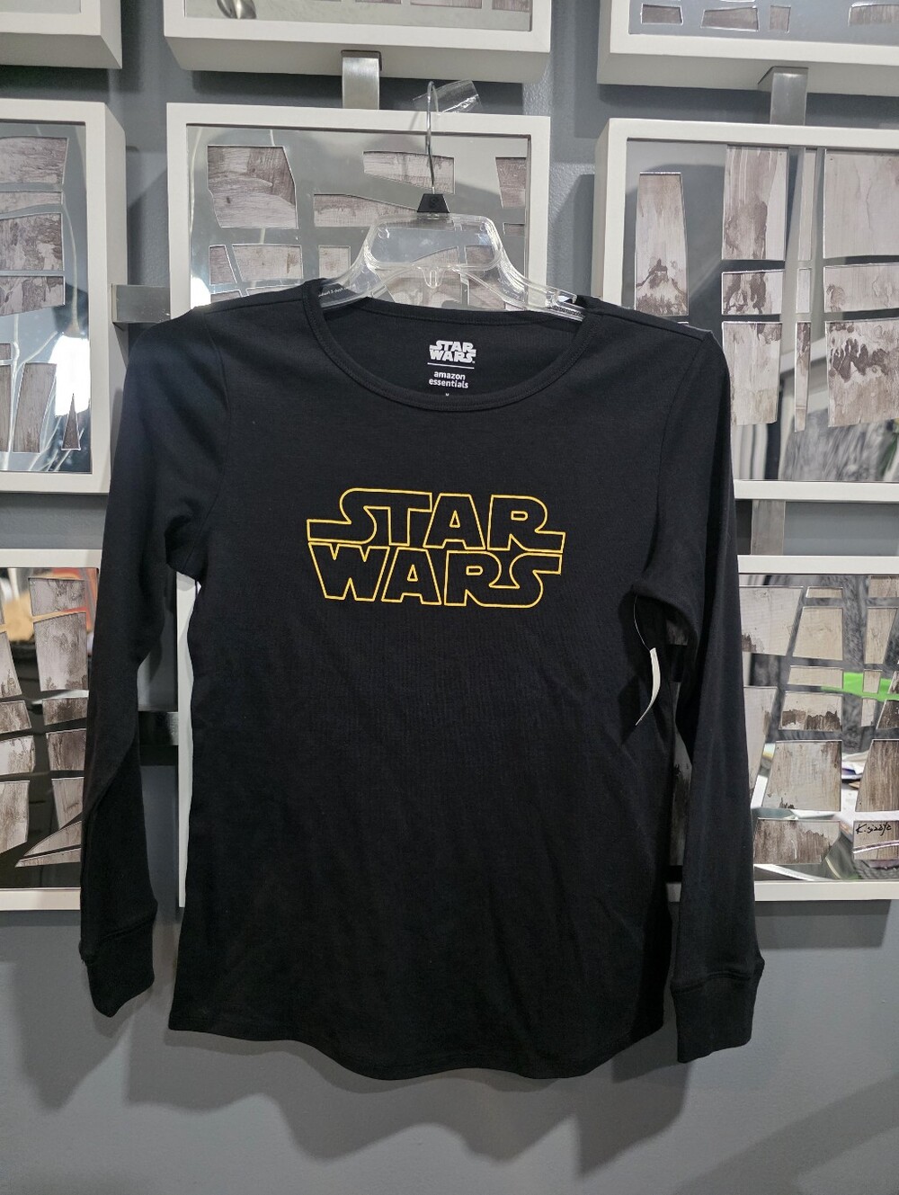 Star Wars Black Long Sleeve Tee with Yellow Logo.  Youth Size Medium.  New